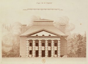 A sóművek igazgatójának házának magaslata Chaux "ideális városában", Louis Sellier (sz. 1757) metszetével